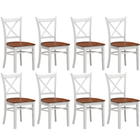 Lupin Dining Chair Set of 8 Crossback Solid Rubber Wood Furniture - White Oak