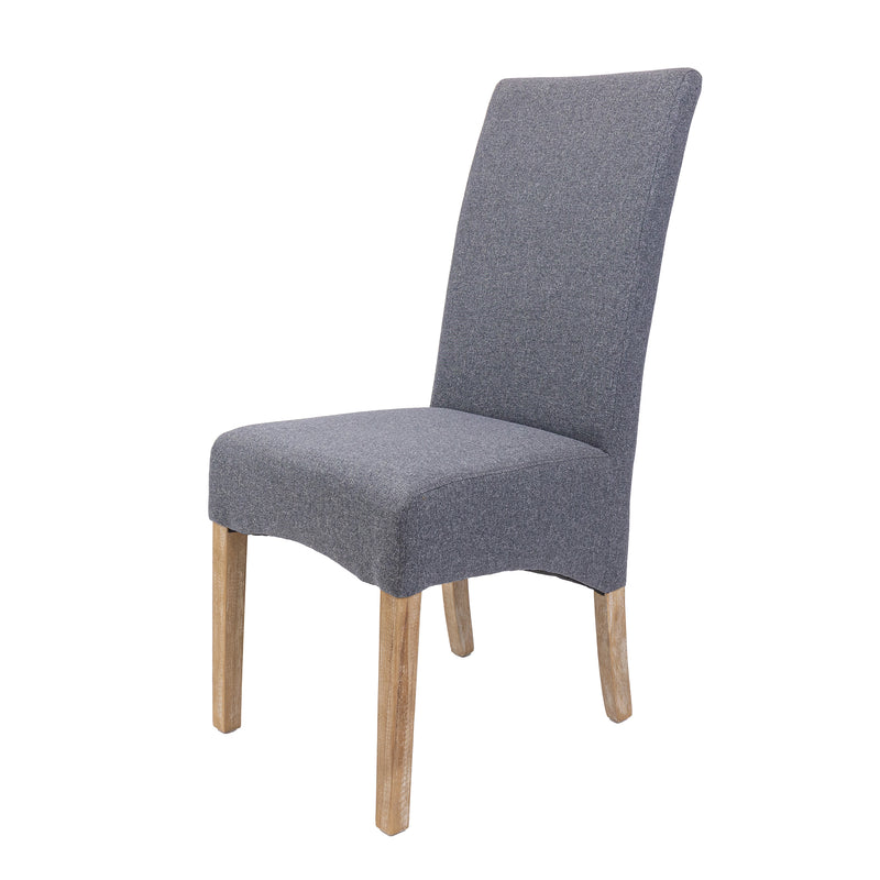 Jackson Dining Chair Set of 2 Fabric Seat Solid Pine Wood Furniture - Grey