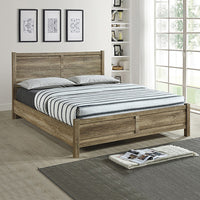 4 Pieces Bedroom Suite Natural Wood Like MDF Structure Double Size Oak Colour Bed, Bedside Table & Dresser