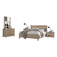 4 Pieces Bedroom Suite Natural Wood Like MDF Structure King Size Oak Colour Bed, Bedside Table & Dresser