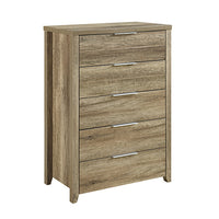 4 Pieces Bedroom Suite Natural Wood Like MDF Structure Double Size Oak Colour Bed, Bedside Table & Tallboy