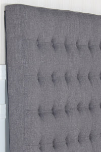 Bed Head King Charcoal Headboard Upholstery Fabric Tufted Buttons