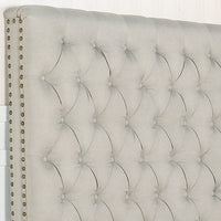 Bed Head Queen Size French Provincial Headboard Upholsterd Fabric Beige