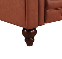 Single Seater Brown Sofa Lounge Button Tufted in Faux Leather