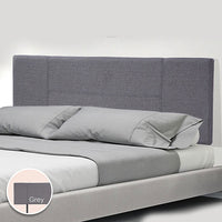 Linen Fabric Queen Bed Headboard Bedhead - Grey