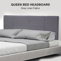 Linen Fabric Queen Bed Headboard Bedhead - Grey