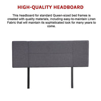 Linen Fabric Queen Bed Headboard Bedhead - Grey