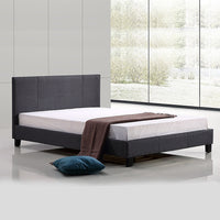 Double Linen Fabric Bed Frame Grey