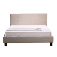 Double Linen Fabric Bed Frame Beige