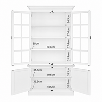 French Provincial Casement Double Glass Door Display Buffet and Hutch Cabinet Bookcase