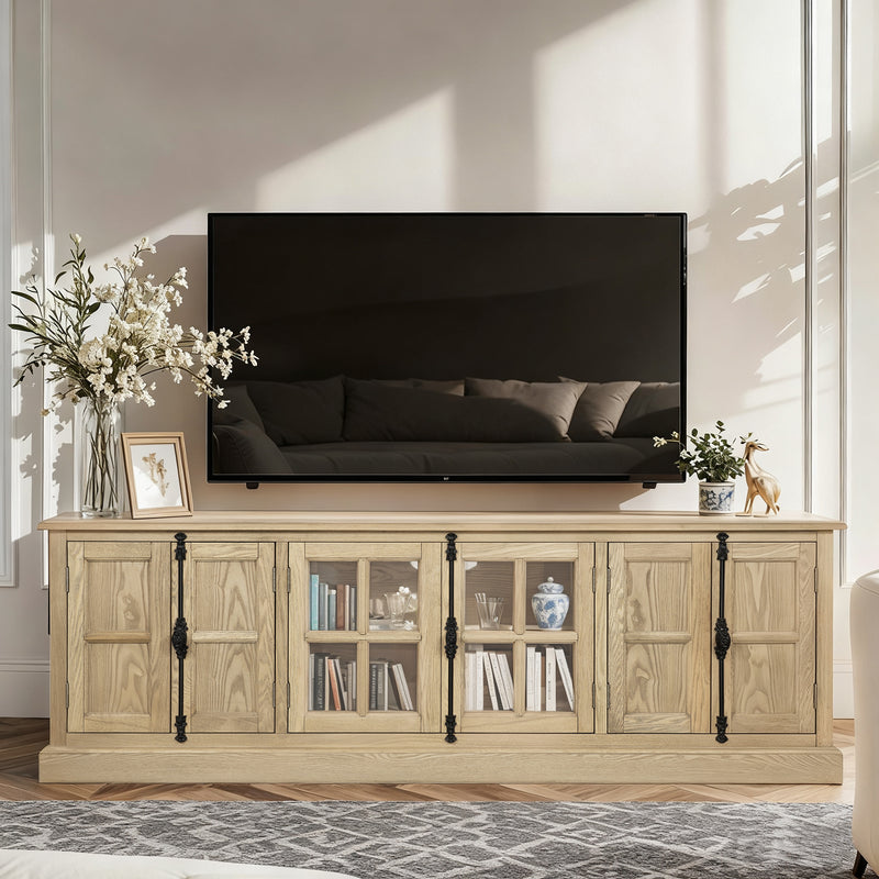 French Provincial Rustic Charm Glass-Door TV Entertainment Unit