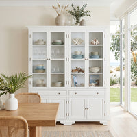 Hamptons Coastal Glass Display Cabinet Bookcase