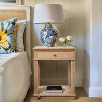 Hamptons Coastal Cross 1 Drawer Bedside Table