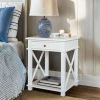 Hamptons Coastal Cross 1 Drawer Bedside Table