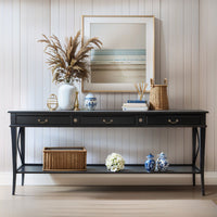 Hamptons Halifax Side Cross 3 Drawers Console Hall Table with Side Pull Out