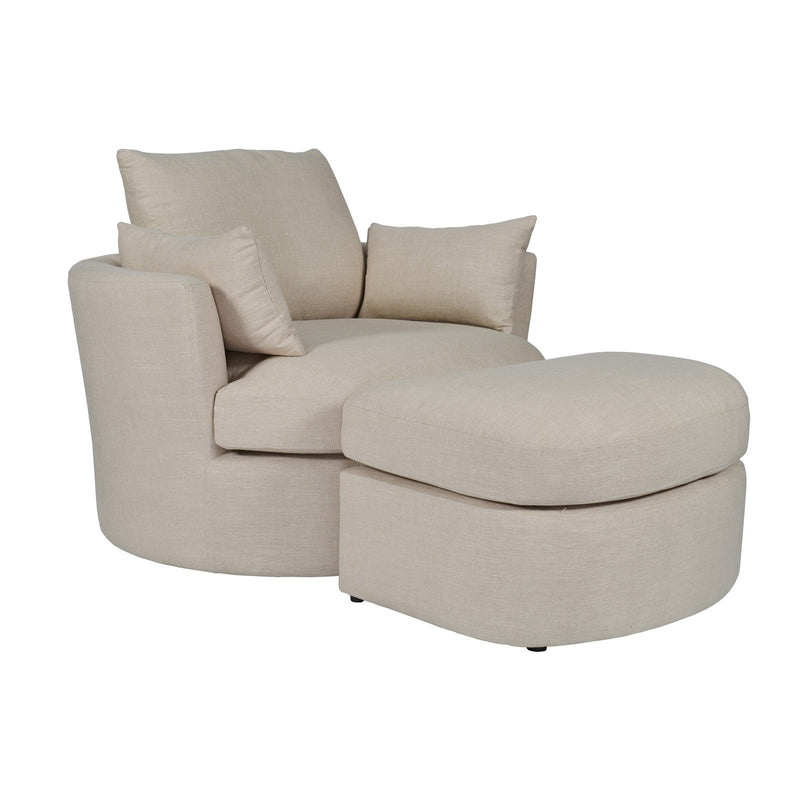 Contemporary Modern Austin Swivel Linen Snuggle Armchair