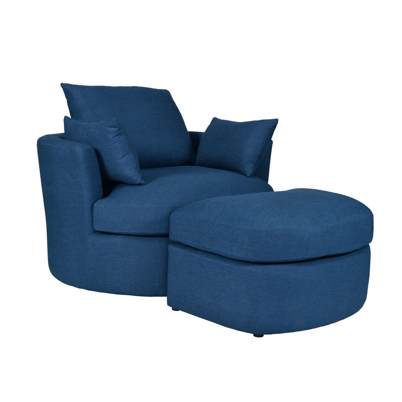 Contemporary Modern Austin Swivel Linen Snuggle Armchair