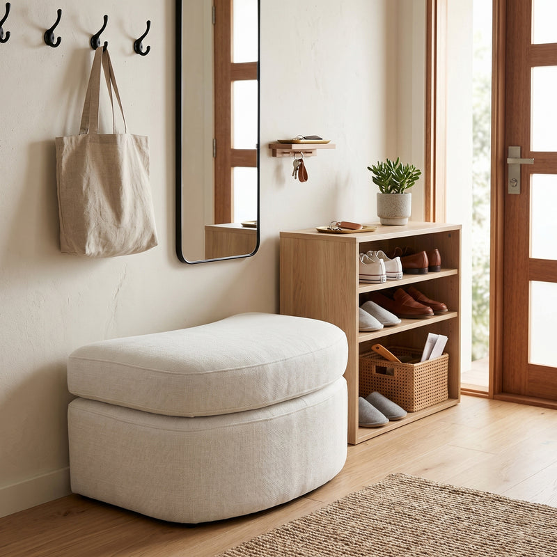 Contemporary Modern Austin Linen Foot Stool Ottoman