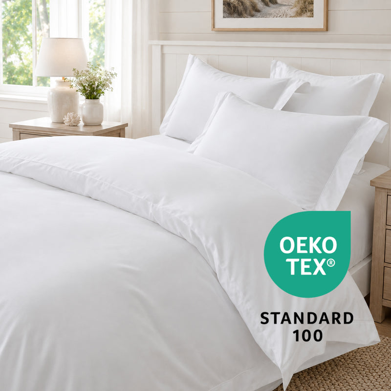 Monnalisa Sleep Tight Collection 100% Pure Cotton 4-Piece Bedding Set – Cloud White Quilt Cover, Flat Sheet & Pillowcases x 2 | OEKO-TEX® Certified