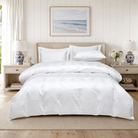 Monalisa Signature 100% Premium Cotton 4-Piece Bedding Set – Floral White Quilt Cover, Flat Sheet & Pillowcases
