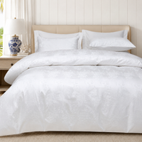 Monalisa Signature 100% Premium Cotton 4-Piece Bedding Set – Floral White Quilt Cover, Flat Sheet & Pillowcases