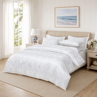 Monalisa Signature 100% Premium Cotton 4-Piece Bedding Set – Floral White Quilt Cover, Flat Sheet & Pillowcases