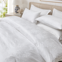 Monalisa Signature 100% Premium Cotton 4-Piece Bedding Set – Floral White Quilt Cover, Flat Sheet & Pillowcases