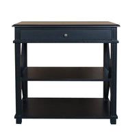 Hamptons Coastal Cross 1 Drawer Bedside Table with Shelf