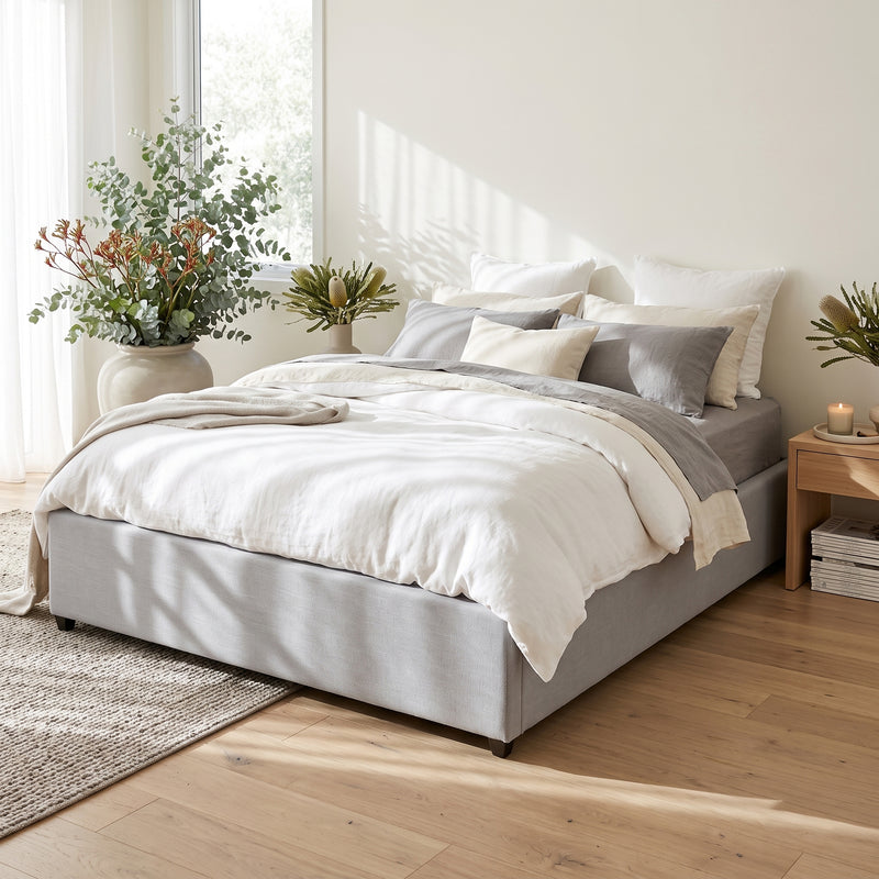 Contemporary Modern Skye Upholstered Storage Gas Lift Queen Bed Base