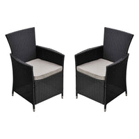 Malibu Set of 2 Outdoor Dining Chairs Furniture Rattan Steel Frame