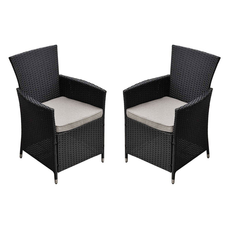 Malibu Set of 2 Outdoor Dining Chairs Furniture Rattan Steel Frame
