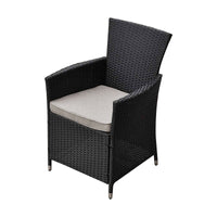 Malibu Set of 2 Outdoor Dining Chairs Furniture Rattan Steel Frame