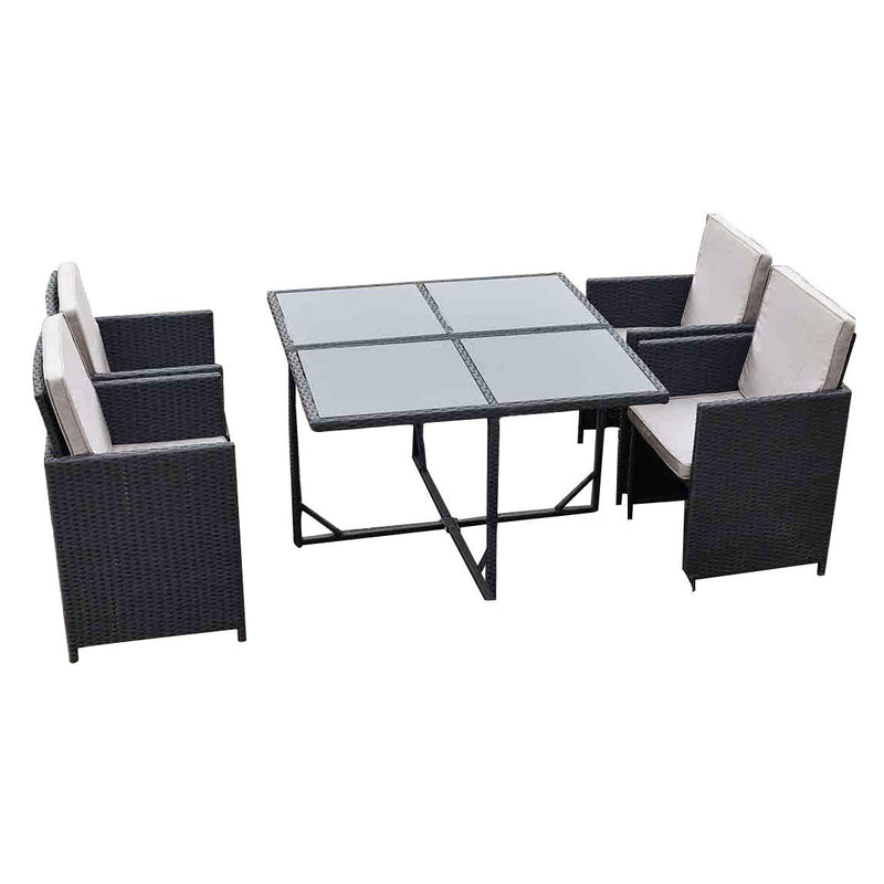 Outdoor Living Havana Wicker Rattan 5 Piece 4 Seater Dining Set