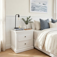 Hamptons Coastal Seaside 2 Drawer Bedside Table Night Stand