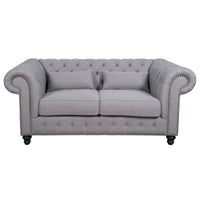 French Provincial Chesterfield Cameron Upholstered 2 Seater Lounge Armchair Sofa