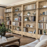 French Provincial Provence Extendable Library Bookcase Natural Ash with Ladder