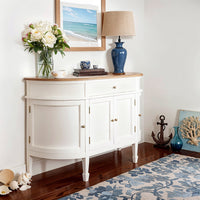 Hamptons Coastal Curve Sideboard Buffet & Ash Top Console Cabinet
