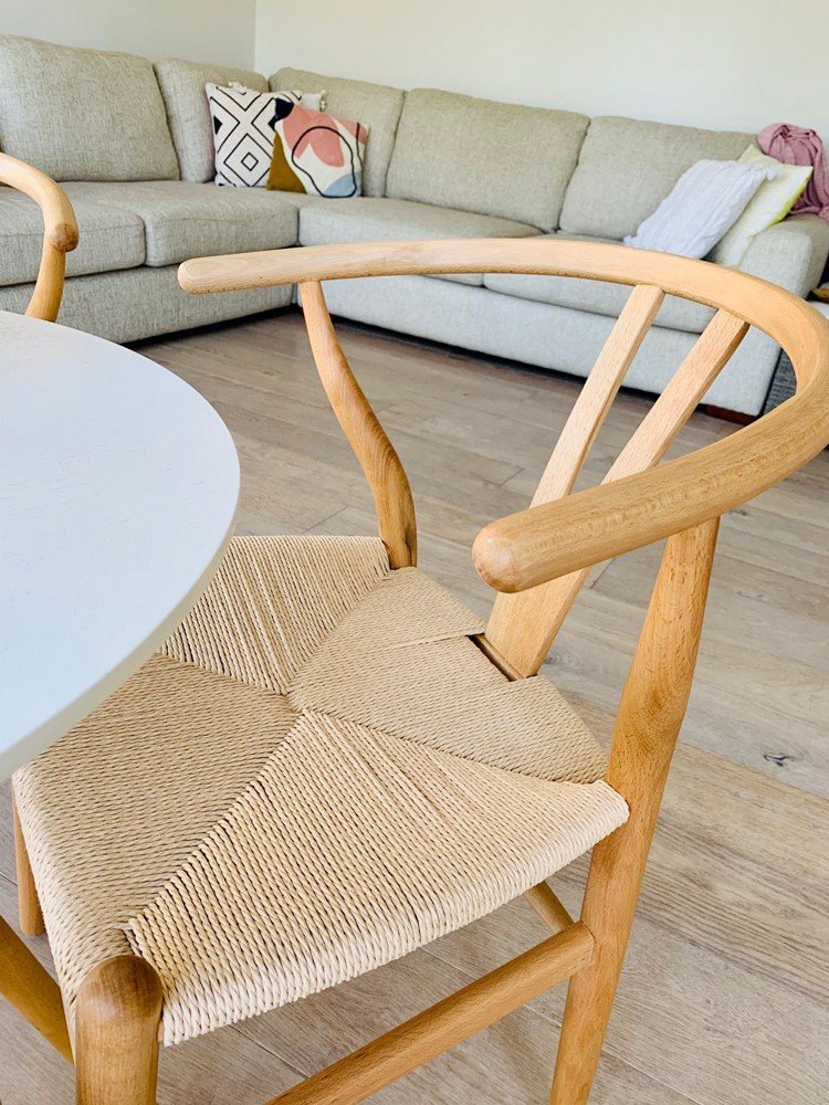 Contemporary Scandinavian Set of 2 Replica Hans Wegner Wishbone Chairs