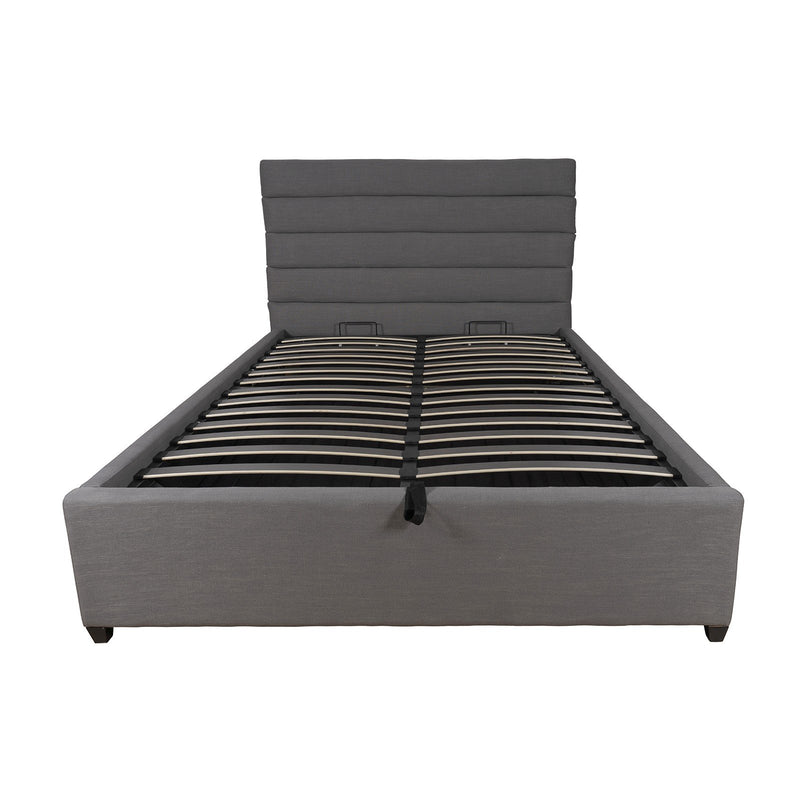 Contemporary Modern Heather Gas Lift Storage Queen Bed Frame