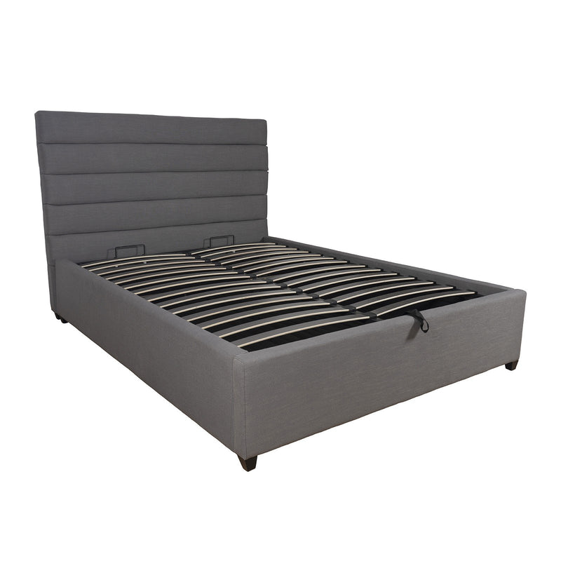 Contemporary Modern Heather Gas Lift Storage Queen Bed Frame