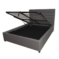 Contemporary Modern Heather Gas Lift Storage Queen Bed Frame