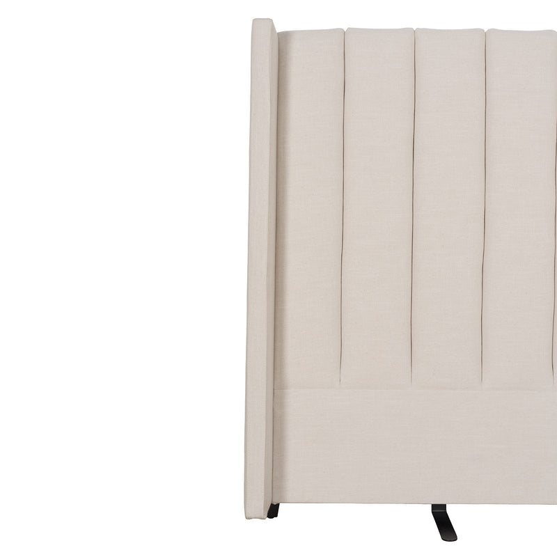 Contemporary Modern Isla Upholstered Winged Queen Bed Headboard