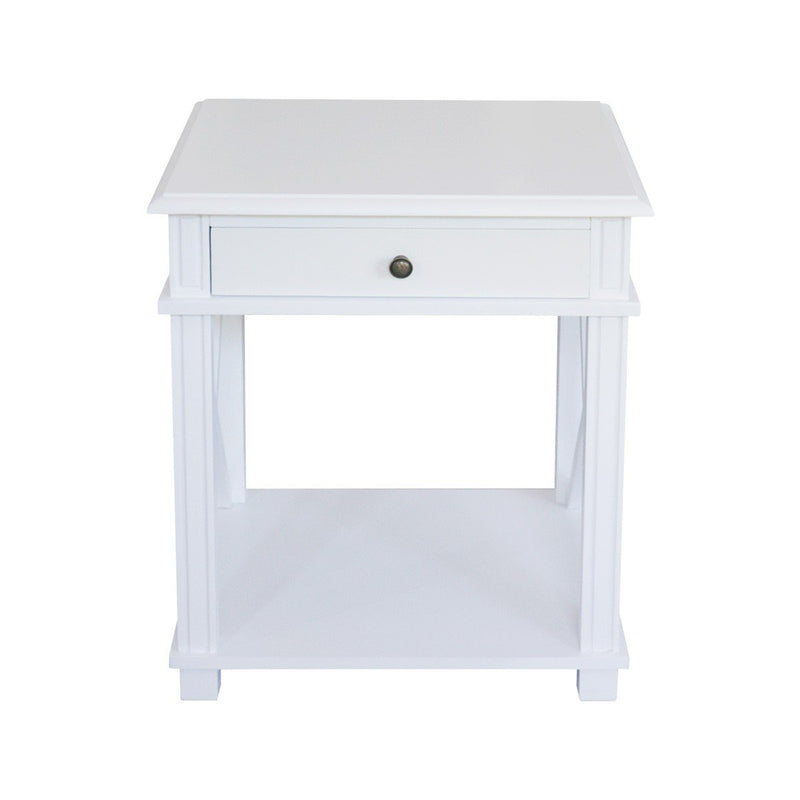 Hamptons Coastal Cross 1 Drawer Bedside Table