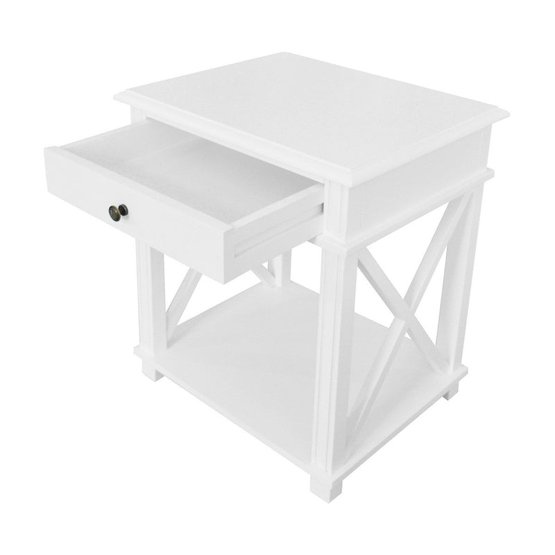 Hamptons Coastal Cross 1 Drawer Bedside Table