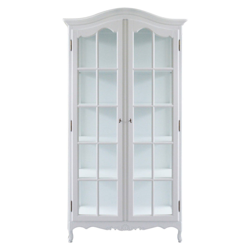 French Provincial Louis Classic Glass Display Cabinet Bookcase