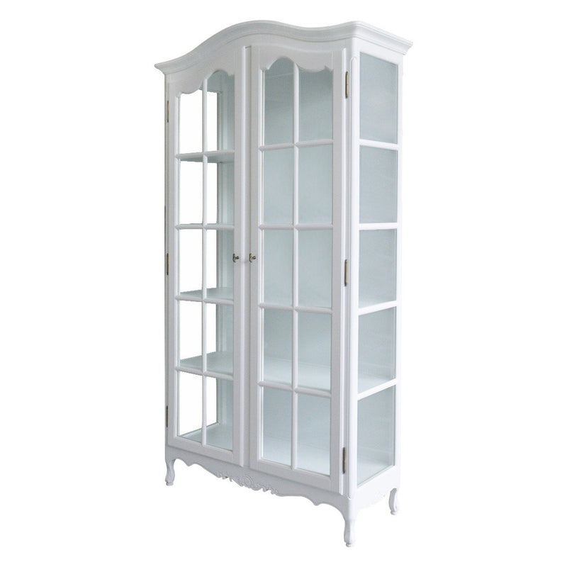 French Provincial Louis Classic Glass Display Cabinet Bookcase