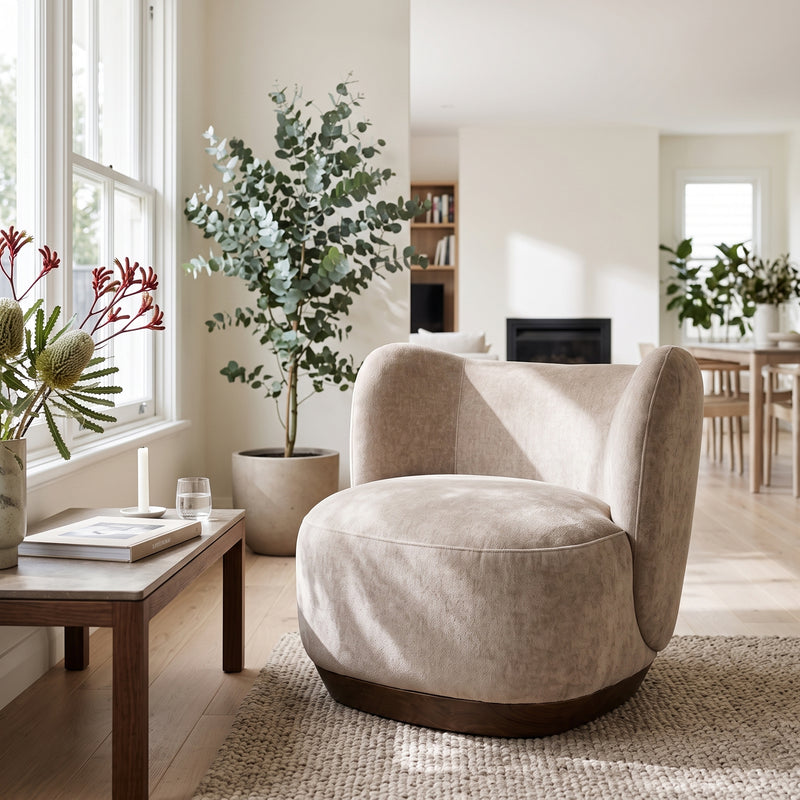Contemporary Cozy Modern Tulip Blossom Upholstered Accent Chair