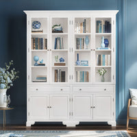 Hamptons Coastal Glass Display Cabinet Bookcase