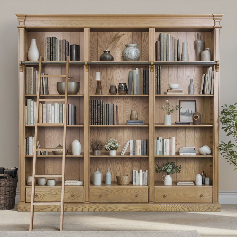 Hamptons Halifax Open Library Bookcase with Ladder