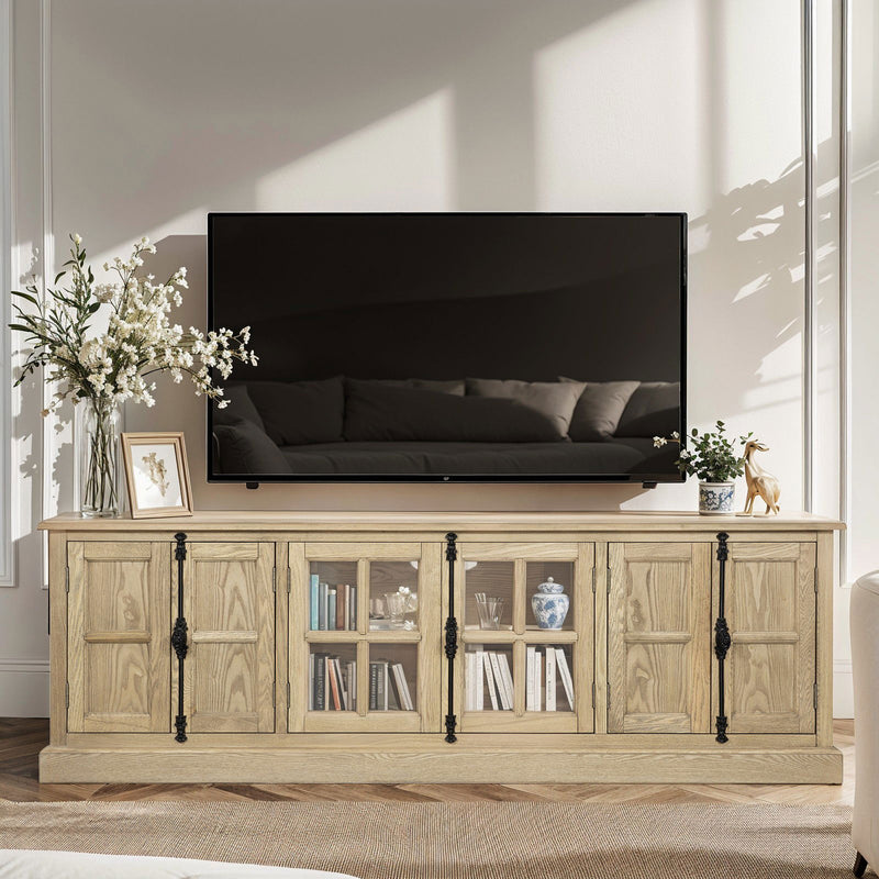 French Provincial Rustic Charm Glass-Door TV Entertainment Unit